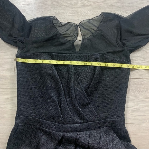 Escada Wool Mesh Sleeve Knee Length Black Sheath Cocktail Dress - Picture 13 of 16